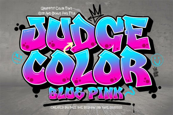 Judge Color Blue Pink: A Bold Graffiti Font for Street Art Designs